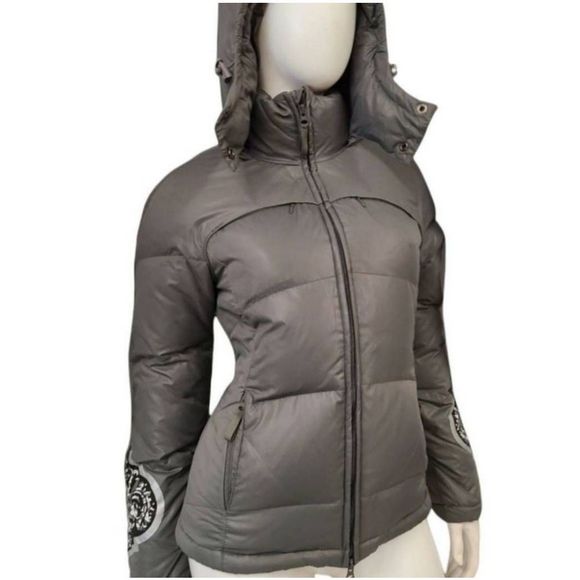 Athleta Jackets & Blazers - Athleta Gray Graphic Print Down Pufffer Jacket size XS